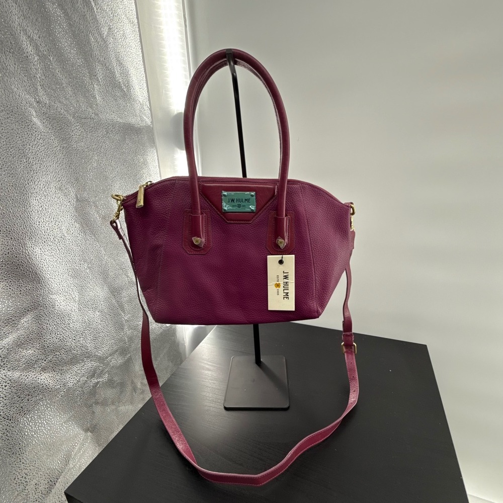 J.W. Hulme Magenta Pink Leather Satchel Crossbody Bag‎ NWT